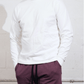 Man wearing Suna Cotton® White Long Sleeve T-shirt